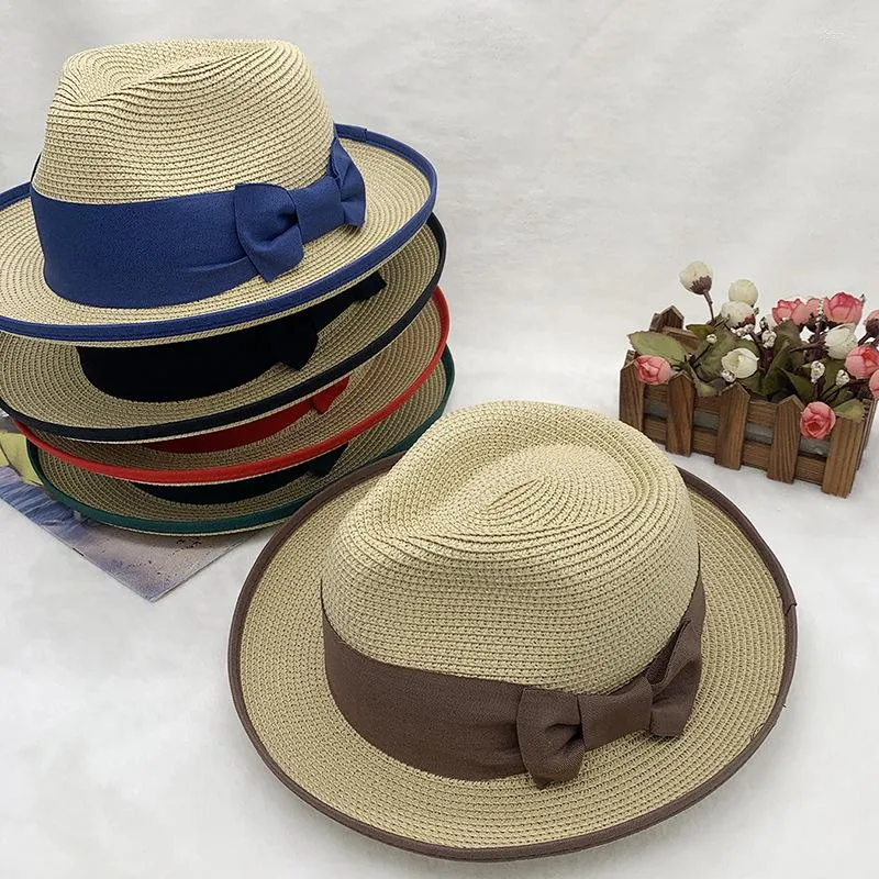 Chapéus largos da borda Men e feminino Curado Proteção solar Sun Warp Satin Classic Versátil Summer Straw Hat Cap 2023