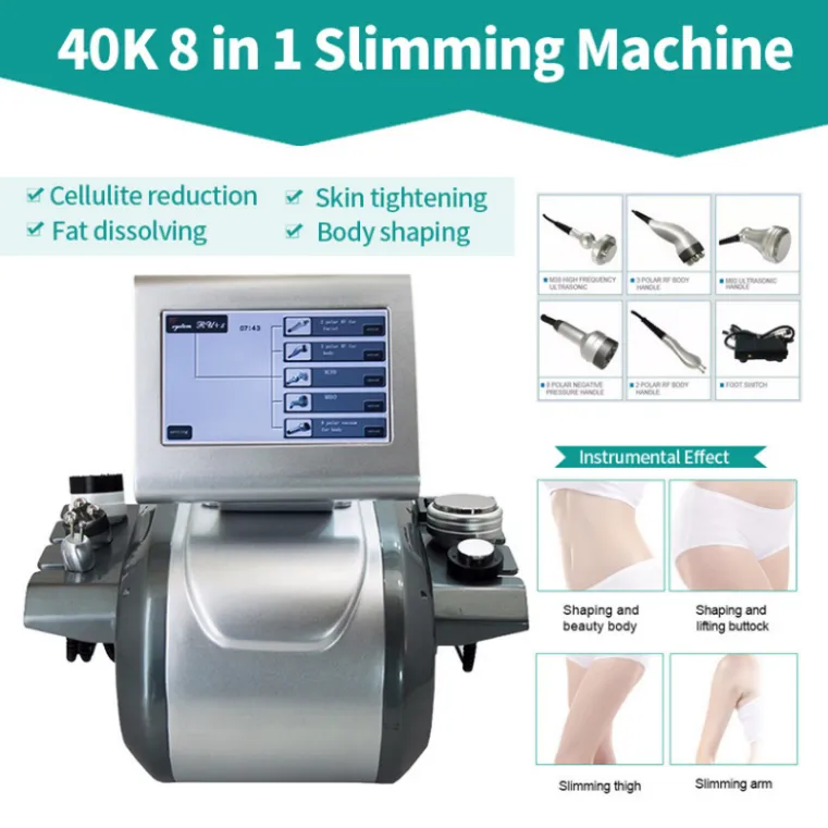 RU 5 Multifuncional Redução de gordura portátil Ultrassônica 5MHz RF 100kpa Vacuum 40kHz Cavitação Radiotency Perda Weight Machine199