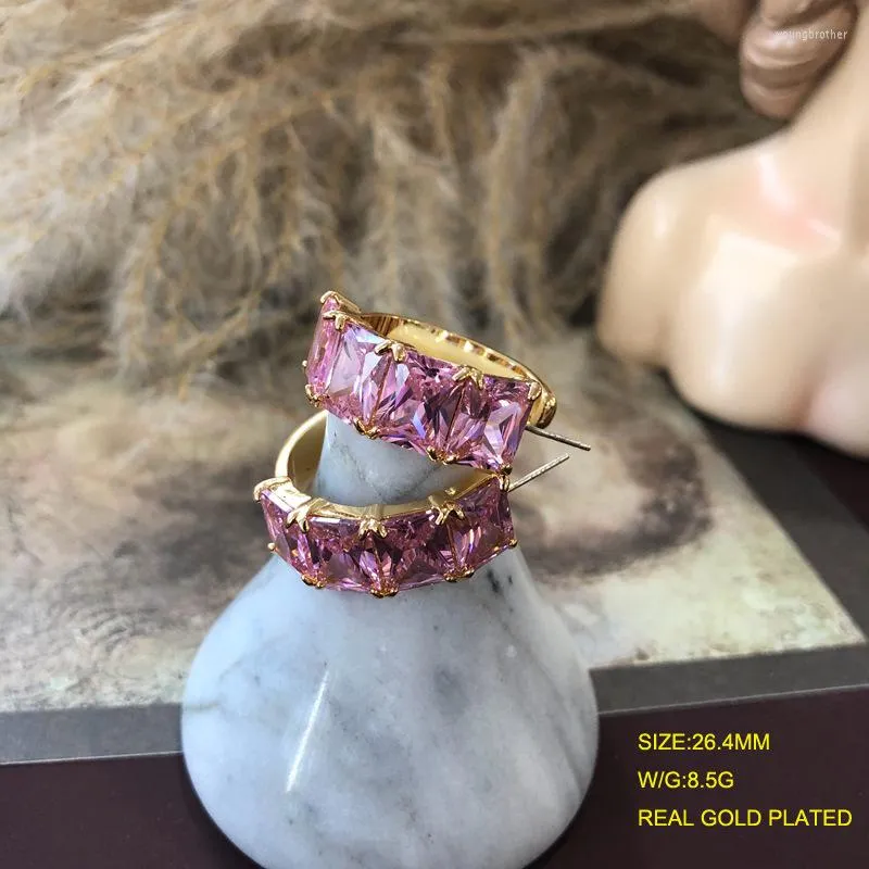 Stud Earrings Vintage Pink Purple Zircon French Style Western Medieval Jewelry C Shape Accessories