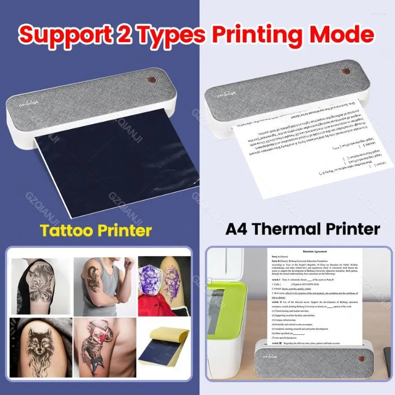 Peripage A4 Thermische printer Tattoo Tekening Stenciloverdrachtsmachines Multifunctionele label Maker Maker Printer Copier Paper A40