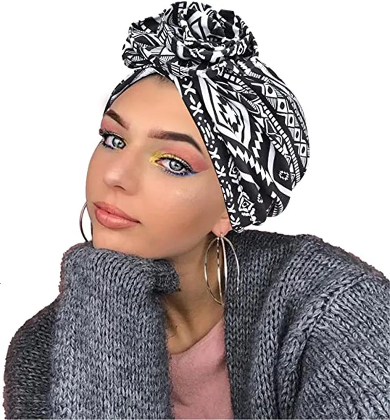 Hijab Bohemia Morbido elastico Africa Hijab Caps Musulmano Avvolgere Testa Turbante Cappello Moda Headtie Chemio Bonnet Pronto da indossare 230426