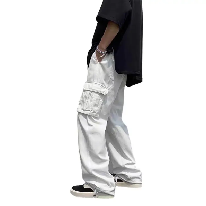 Mens Cargo Hip Hop Style Pants With Multi Pockets, Wide Leg, Loose Fit, Solid  Color, Mid Waist Straight Fit Soft Streetwear Long Cargo Trousers Primark  From Trianglee, $15.88