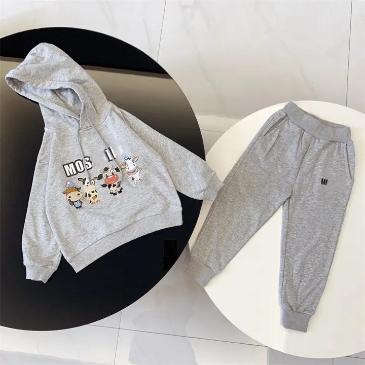 Haute qualité enfants garçons filles ensembles automne bébé garçon 100%  coton à capuche pantalon 2 pièces/survêtements vêtements de sport  décontractés