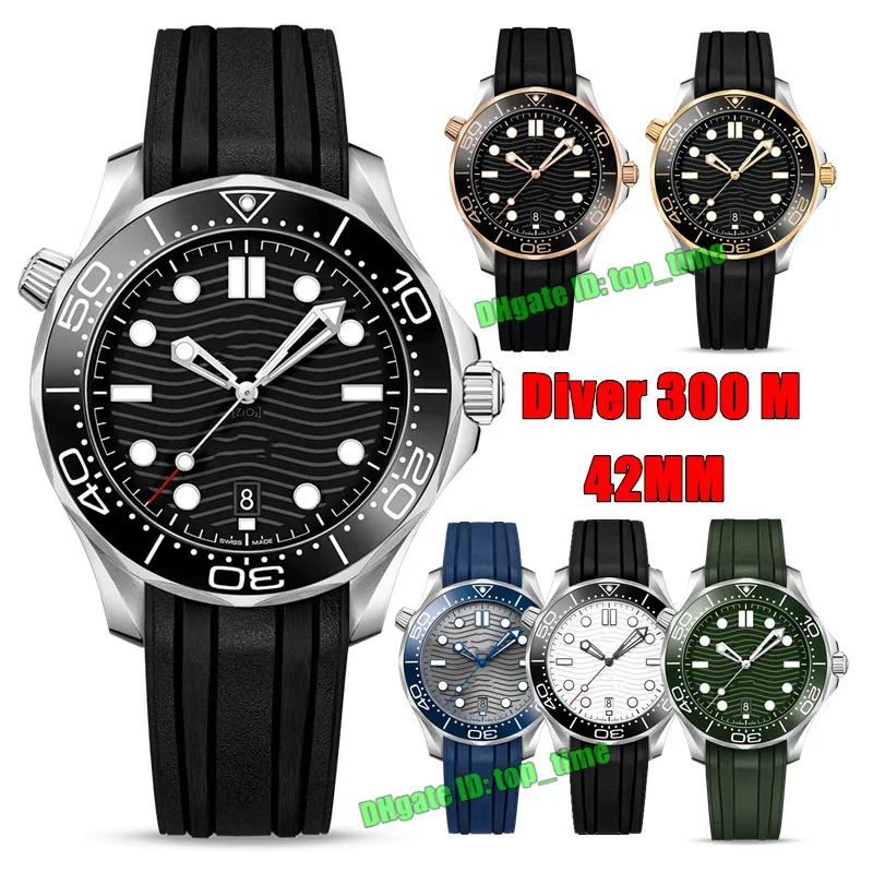 Orologi di alta qualità Diver 300 M 42mm Orologio da uomo automatico Orologio da polso da uomo con cinturino in caucciù quadrante bianco / nero / blu / verde / grigio