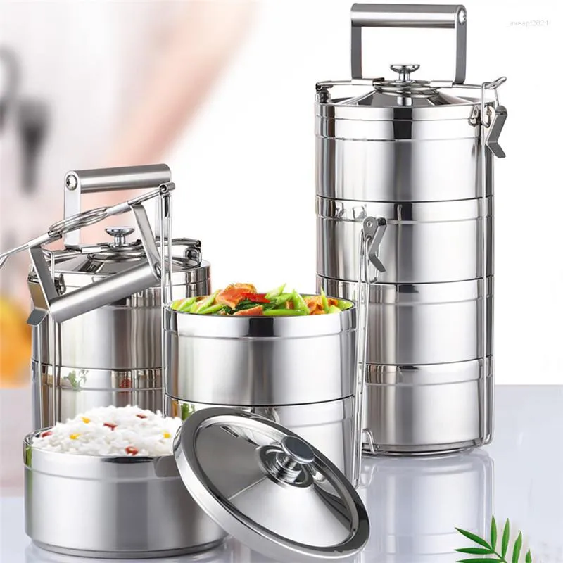 Dinnerware Sets Japanese 304 Stainless Steel Thermal Lunch Box For Kids Portable Container Kitchen Leak Proof Multi Layer Bento Boxes