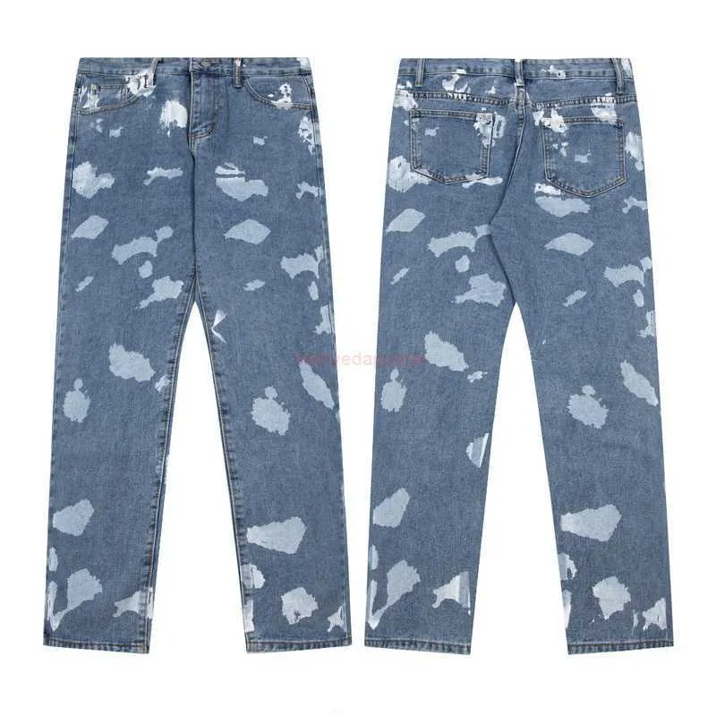 mens designer jeans Fashion designer clothing Depts pants High Street American Cloud and Mist Wash Garment Light Blue Straight Leg Label