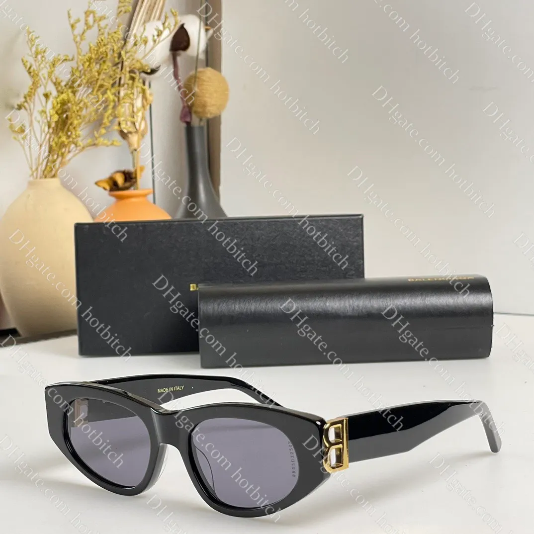 Sonnenbrille mit D-Rahmen, goldene Buchstaben, Designer-Katzenaugen-Sonnenbrille für Damen, Herren, Vintage, graue Linse, Trend-Sonnenbrille