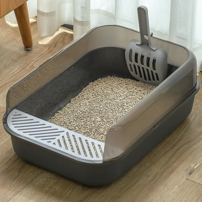 Kutular geniş uzay kedi kumu kutusu Semiyopen Sandbox Pet Bedpan Tuvalet Antisplash Kedileri Kürekle Temiz Kitty House Kedi Malzemeleri