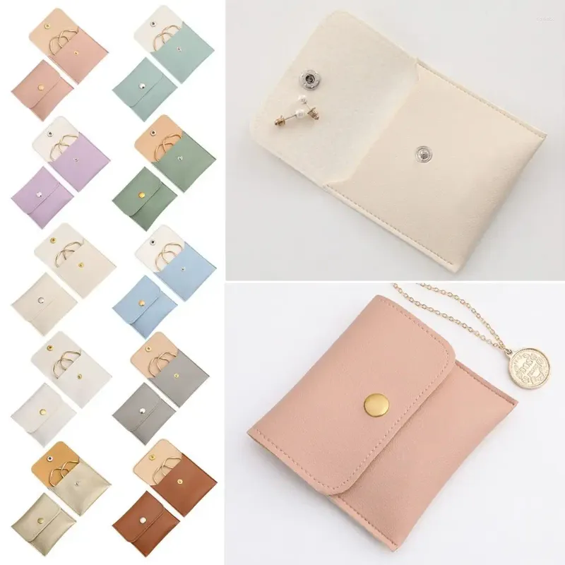 Jewelry Pouches Imitation Leather Dust Protect Necklace Ring Pouch Storage Bag Organizer Snap Buckle