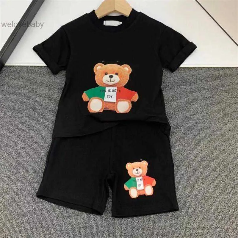 Mode Babykleidung Sets Bärenmuster Jungen Mädchen Trainingsanzug Pullover Sommerstück Lässig Kurzarm und Shorts Sets Designer T-Shirts Kinder Sportanzüge Set Top Tees