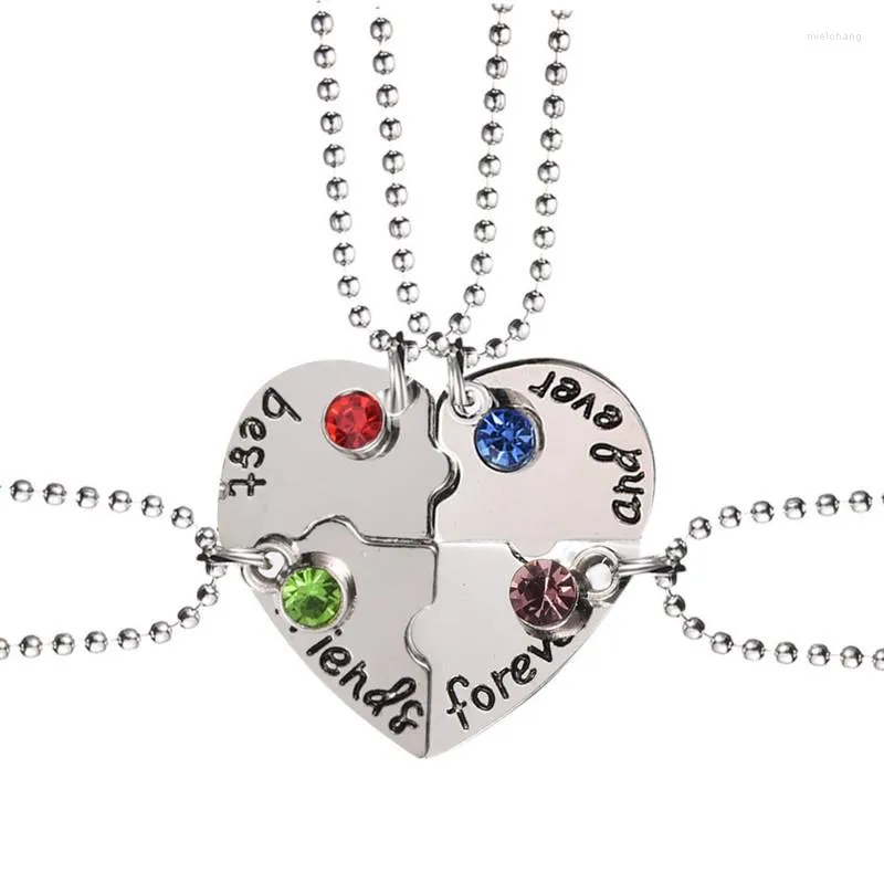 Anhänger Halsketten Freunde Halskette 3/4-teiliges Set Herzförmiges Puzzle Anhänger Frauen Legierung BFF Freundschaftsketten Schmuck Halsband Geschenk