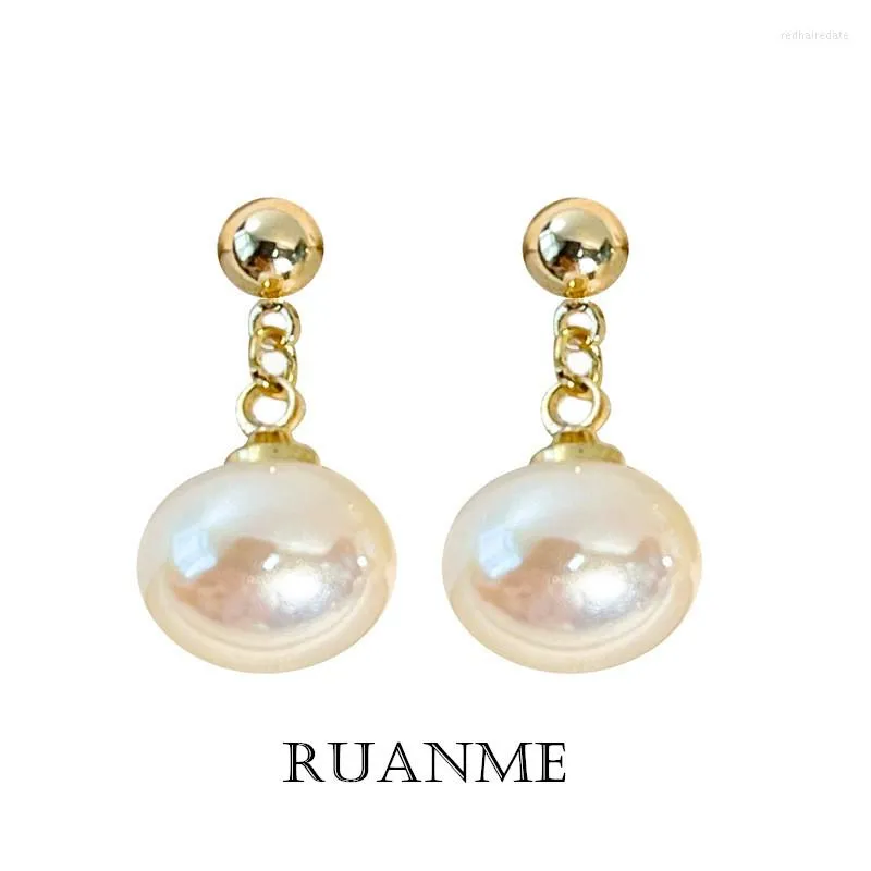 Boucles d'oreilles clous mode française rose pâle Ma Bei perle contractée géométrique ovale boucle d'oreille femmes bijoux cadeaux