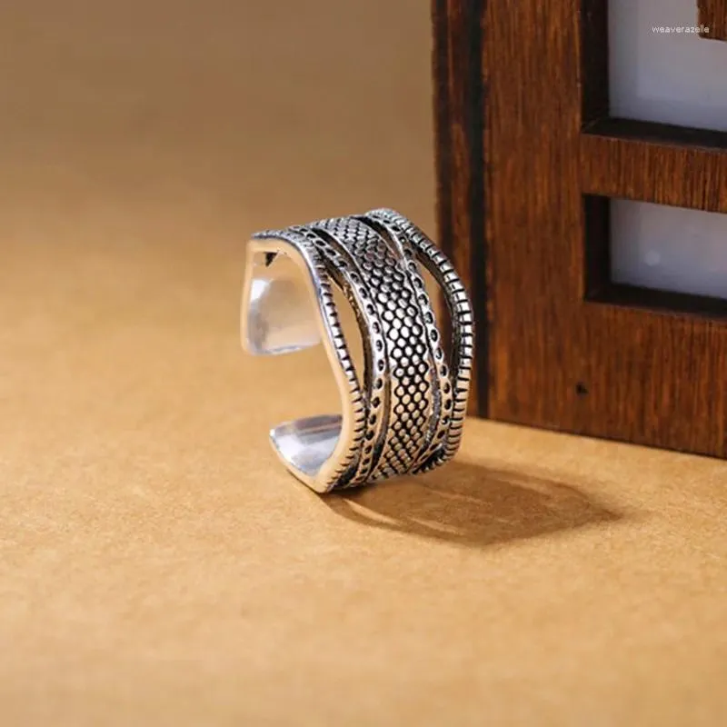 Cluster Rings YIZIZAI Tibetan Retro Vintage For Man Thumb Ring Old Nine-door Wave Open Back Adjustable