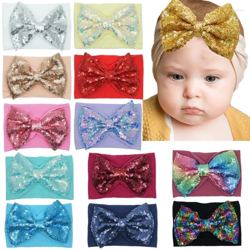 Accessoires de cheveux 2024 à la mode bébé grand arc bandeau perle fleur Turban enfants tissu élastique bande enfants tête enveloppement filles