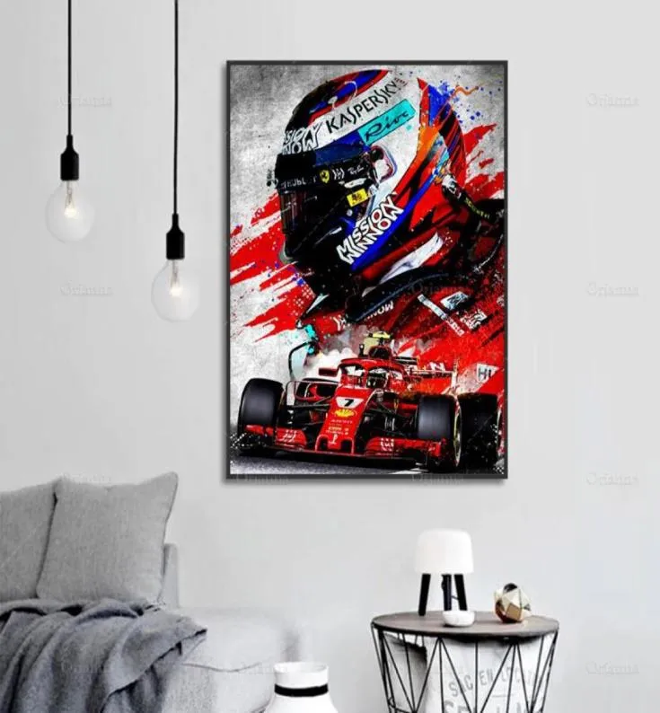 Autocollants muraux auto-adhésifs Kimi Raikkonen Iceman F1, affiche abstraite, image d'art modulaire pour salon, chambre à coucher, décor 8390205