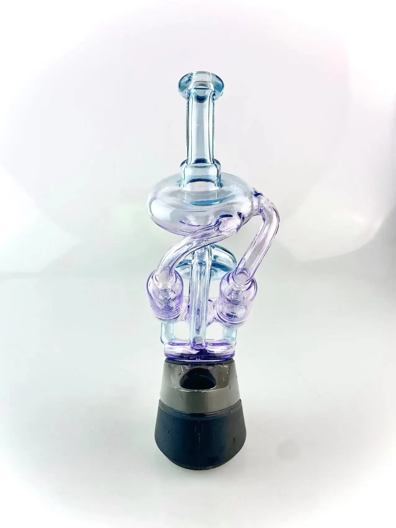 Hookah double recycler type glass top for peak or carta , purple lolipop with blue stardust , only glass top no e-rig bottom