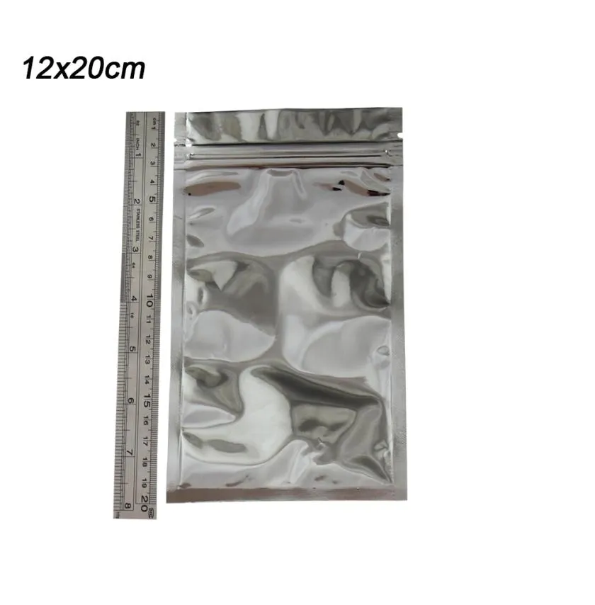 1220 cm värmeförseglingen Clear Mylar Plastic Zipper Bag Package Retail Reclosable Silver Aluminium Food Grade Packing Zipper Zip Lock 9745695