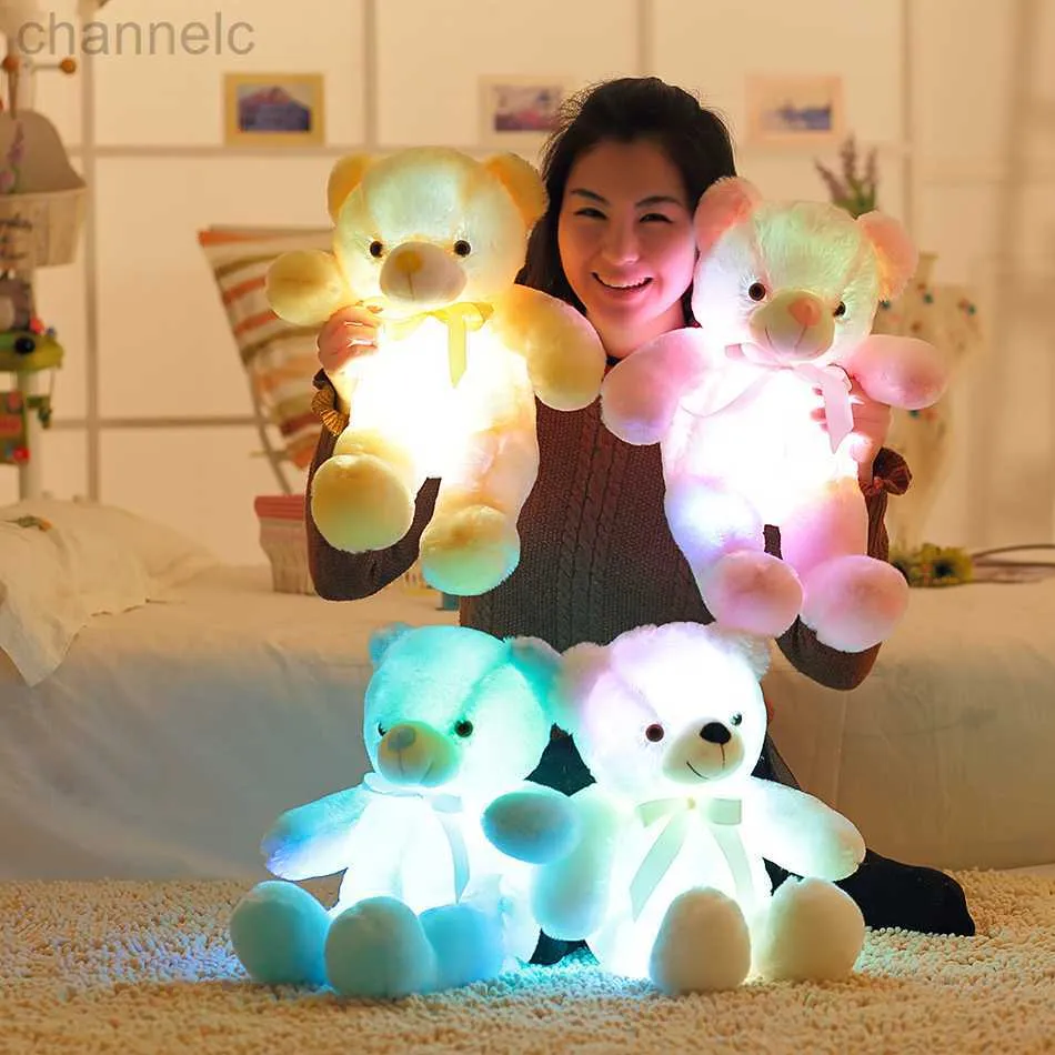 Stuffed Plush Animals 32-50cm Luminous Creative Light Up LED Teddy Bear Toy Colorful Glowing Christmas Gift for Kid