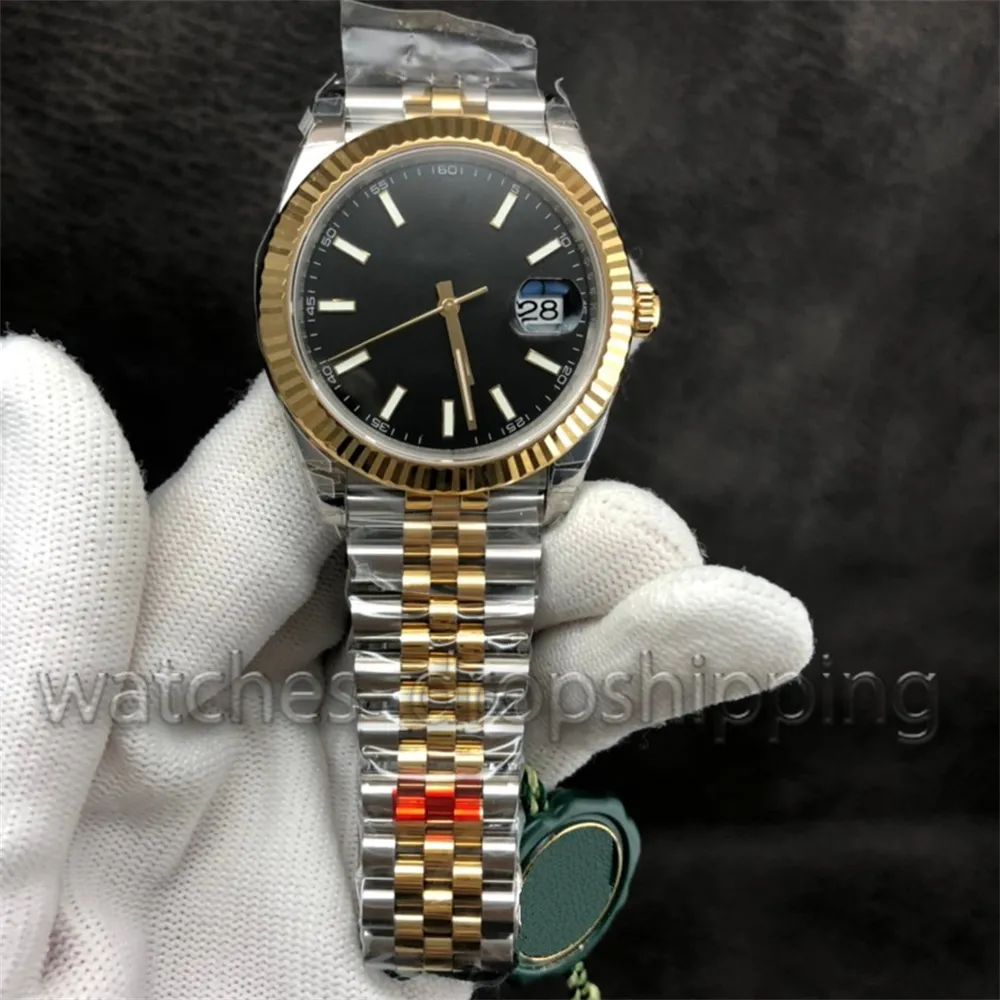 BPF Luxury Men's Wathch 41mm Automatic Movement Black Dial Fluted Bezel Sapphire Glass Two Tone Jubilee Stainless Steel BP Factory Date Watches