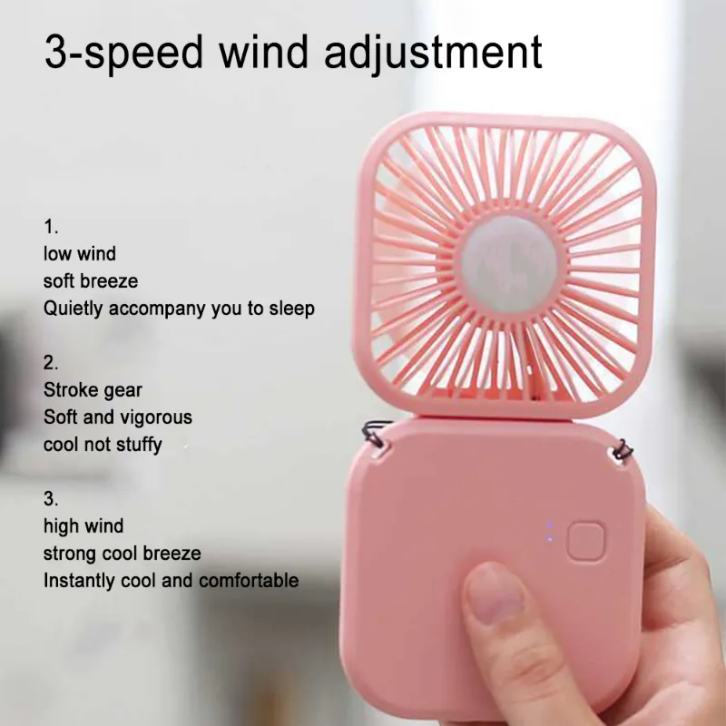 Mini Fan Portable Neck hängande handhållen handhållen fläkt för att kyla små personliga händer gratis fläkt USB laddningsbar för studentsport