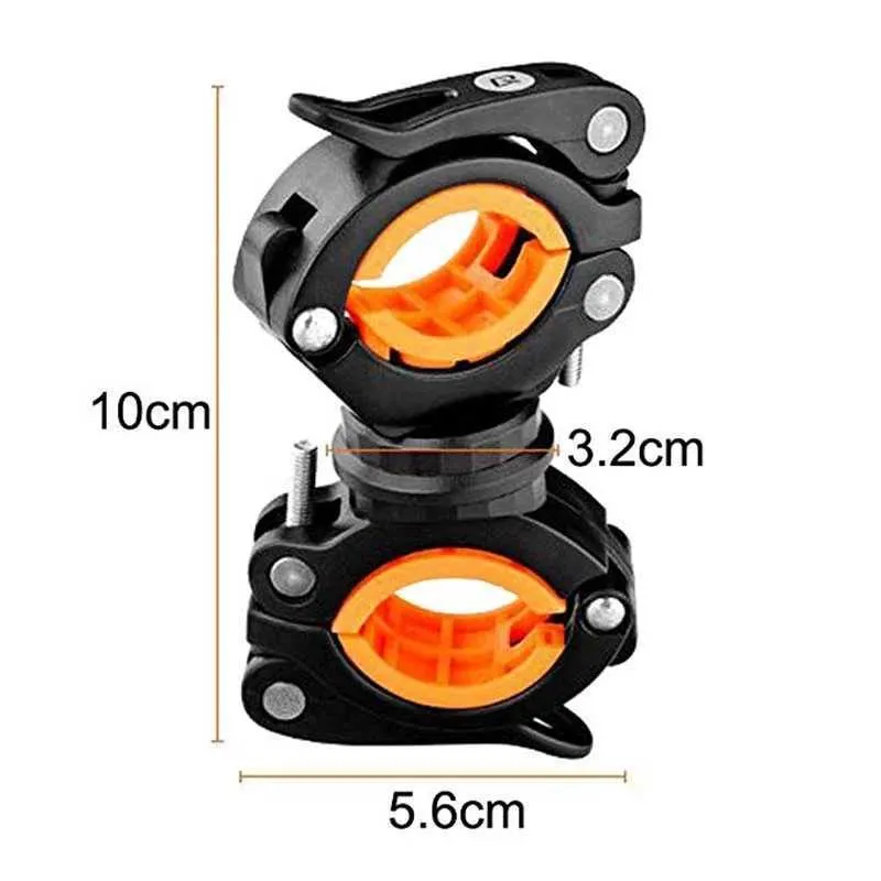 Vélo Lumières 360 Degrés Vélo Clip Pince Rotation Vélo Lampe De Poche Torche Montage LED Tête Avant Lumière Titulaire Clip Vélo Accessoires P230427