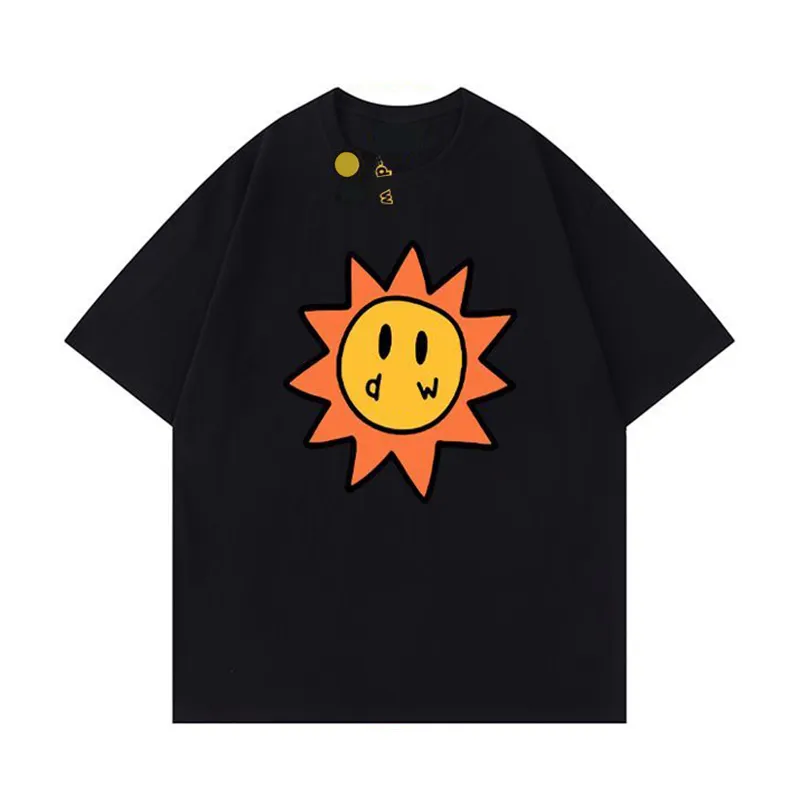 Mulheres Camiseta Mens Designer Smiley Sun Camiseta Jogando Cartas Tee Womens Impressão Gráfica Camiseta Verão Tendência Manga Casual High Street Drews House