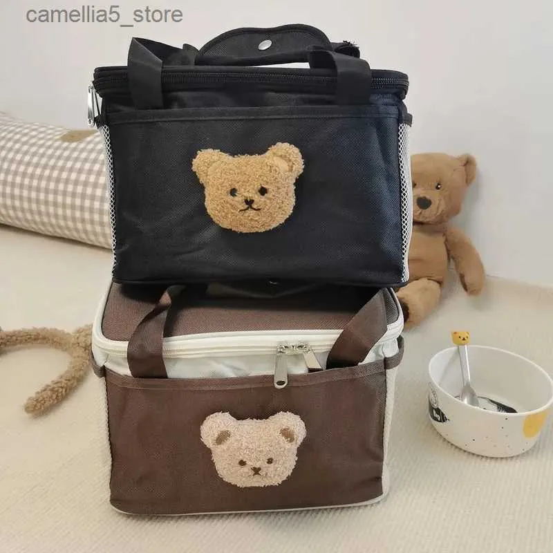 Sacs à couches Mignon ours maman sac enfants sac d'isolation thermique sac de pique-nique pour bébé enfant Portable frais garder sac de glace organisation des couches Q231127