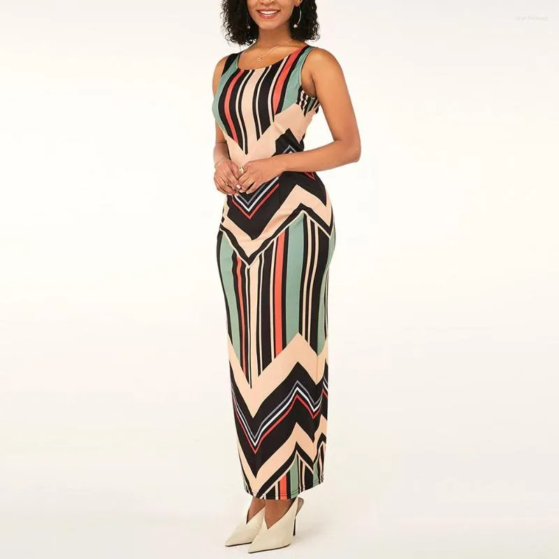 Casual Summer Dresses Amazon OTEN Striped Print Side Slit Maxi Dress Women Colorblock Sleeveless Slim Fit Long Bodycon Chaleco Para Vestido De Raya From Warlikeman 23.18 In Bulk DHgate.Com