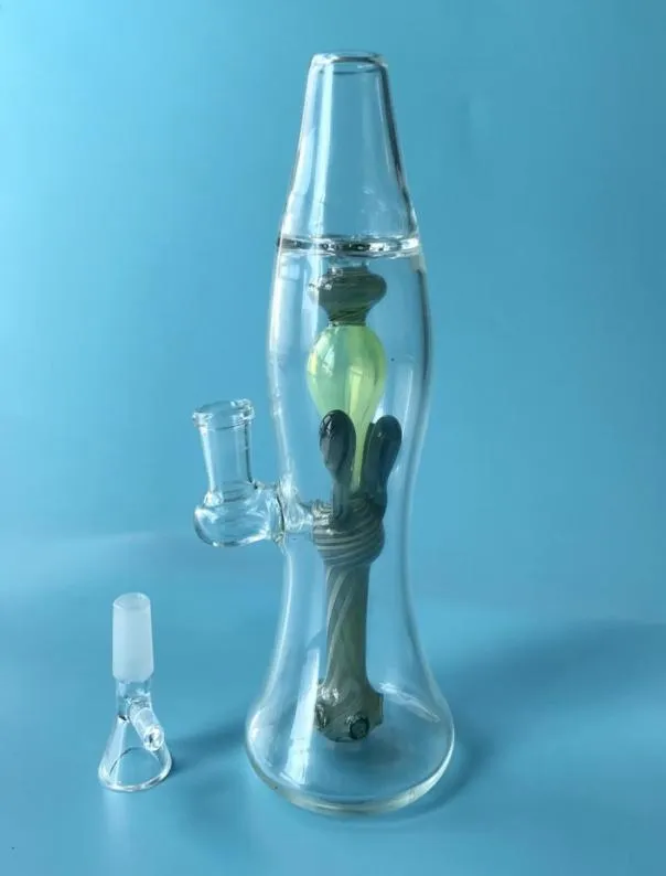 Lava lampglasflaska bongs litet vatten rör färgat glas vatten bong 145 mm kvinnlig fog olje dabb rigg med glas skål9911173