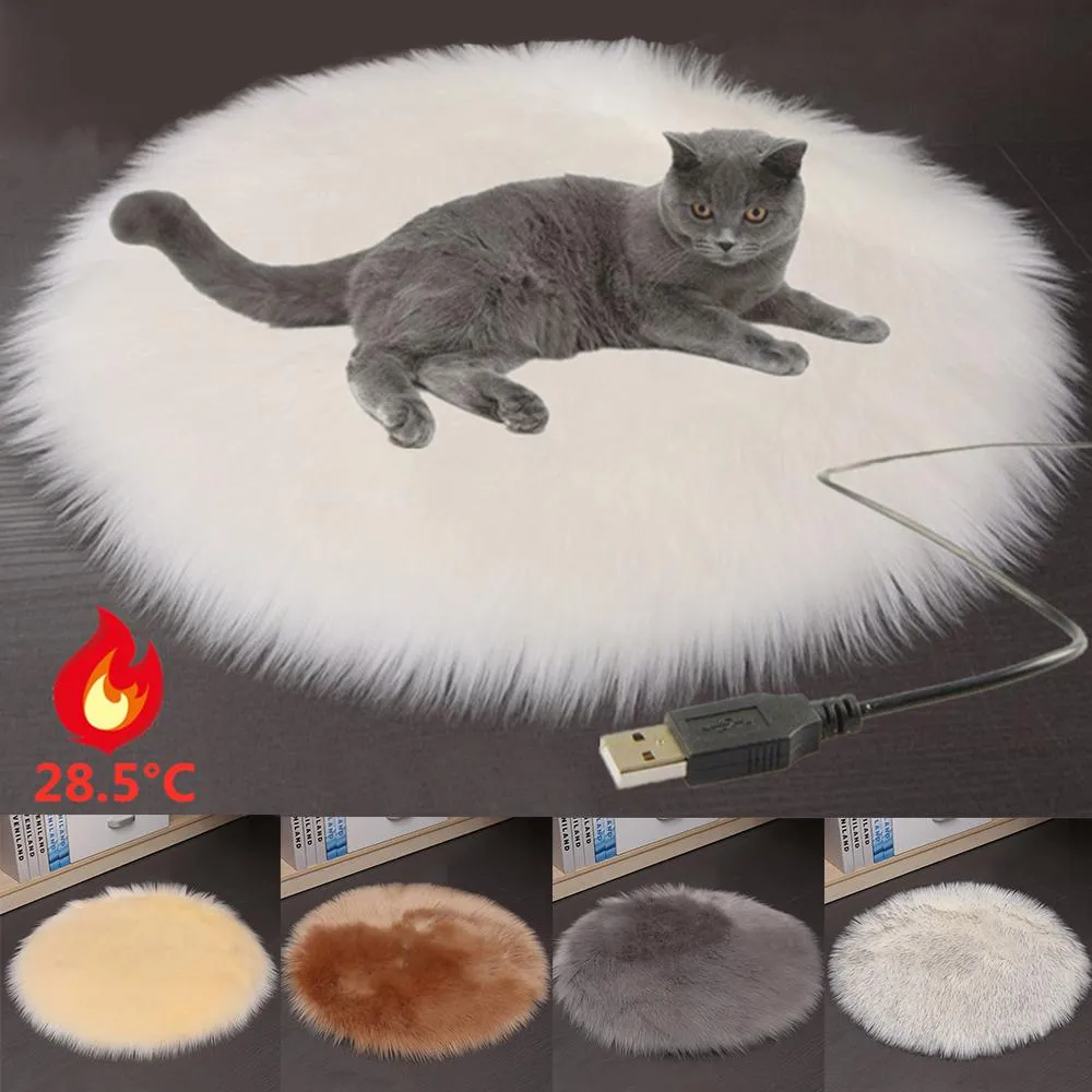 Tappetini Calore Elettrico Tappetino per Gatti Tappetino per Gatti Caldo Cuscino Protezione PowerOff USB Impermeabile Gattino Lettino per Gatti Coperta per Dormire in Peluche 40 * 40Cm