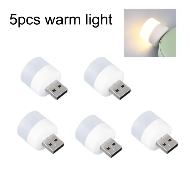 Lâmpadas LED 5pcs mini lâmpada de plugue USB 5V 1W Livro de proteção para olhos super brilhante