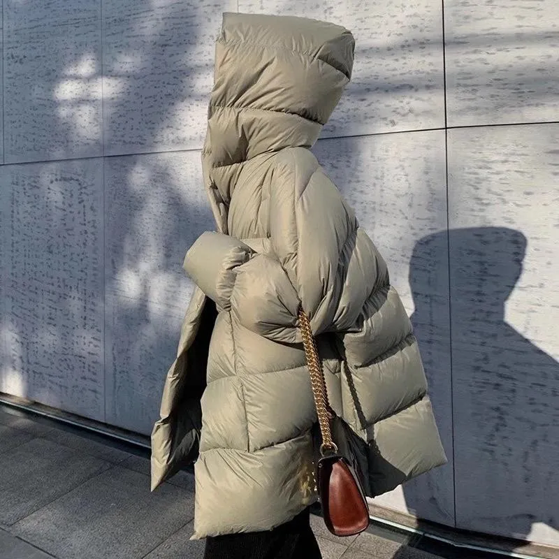 Parkas 2022 inverno nova jaqueta feminina casual com capuz botão escuro de manga comprida jaqueta verde das senhoras