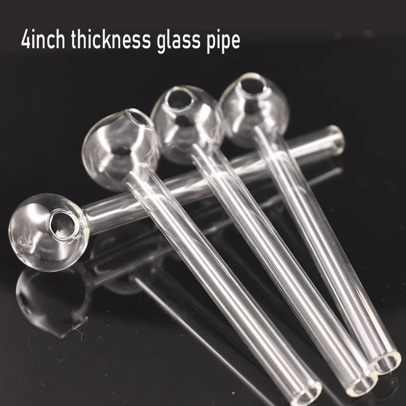 Top qualité 4 pouces 10 cm Pyrex brûleur à mazout tuyaux en verre clair épais mini brûleurs barboteur pour fumer de l'eau Bongs paille huile ongles tuyaux