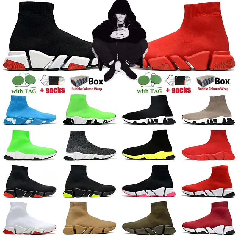 Designer Speed ​​1.0 2.0 Sock Casual Shoes 1.0 Trainers Platform Mens Runner Socks Shoe Black White Master Womens präglade sneaker Knit hastigheter Trainer Booties Paris