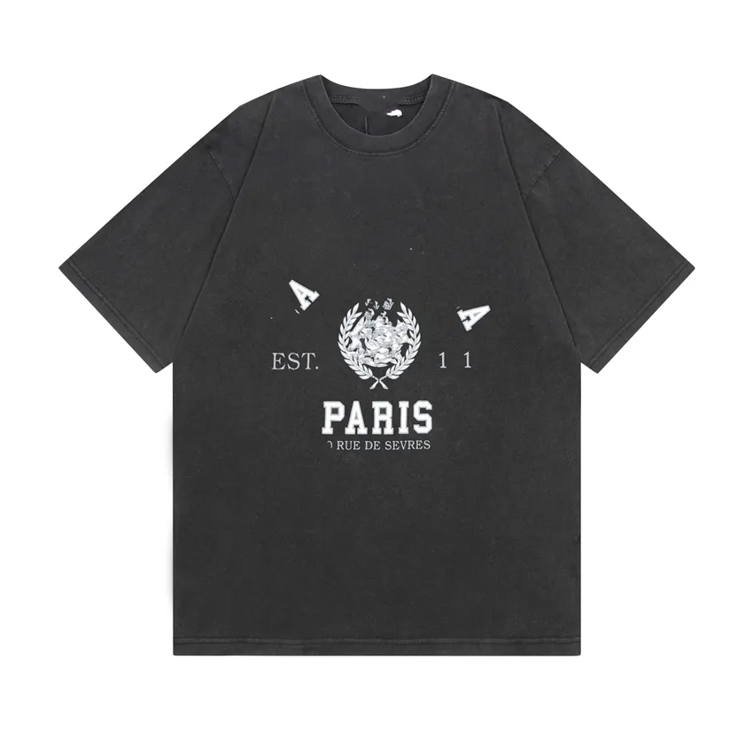 メンズTシャツファッションメンズTシャツ2023バレンカイガティニューコットンソフトアンチリンクルレトロ装飾印刷文字カジュアル学生愛好家短袖A010-06