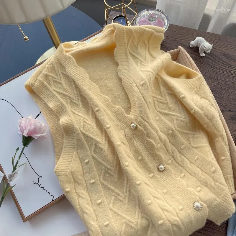 Damesbreien Han Feng Sweater Vest Literair meisje Cardigan Vrouwen Vintage gebreide bijgesneden