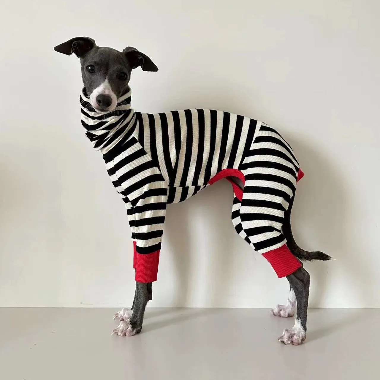 Dog Apparel Italian greyhound striped four legged clothing soft stretchy whippet winter warm dog 231127