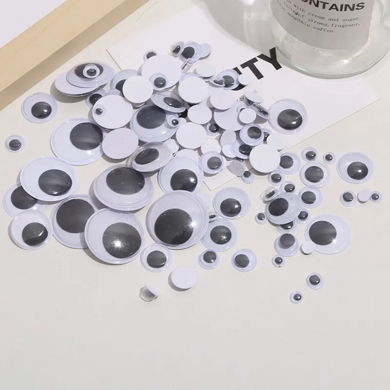 Outils d'artisanat bouffon des yeux googly noirs avec auto-adhésif 10 mm-30 mm mélangé pour les décorations créatives de bricolage d'artisanat