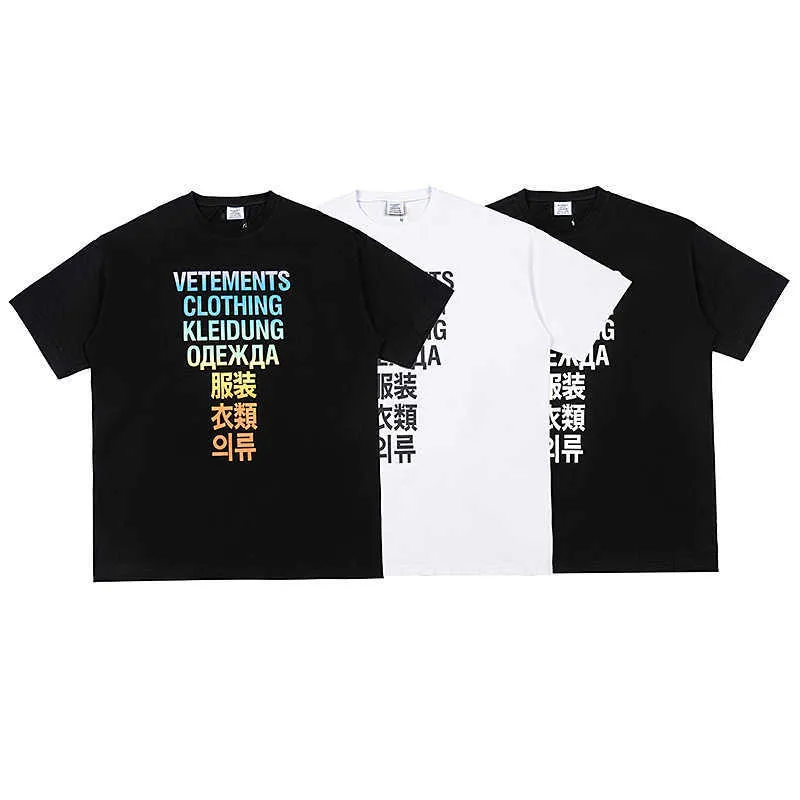 T-shirts homme Vetements camiseta masculina mulher 11 colorido carta impresso vetements camisa de manga curta J230427