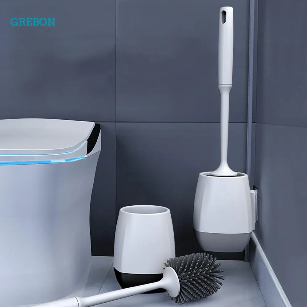 Spazzole Scopino per WC in silicone TPR Supporto per testina in gomma Spazzola per pulizia per WC Montaggio a parete Accessorio per il bagno domestico Pulizia del pavimento