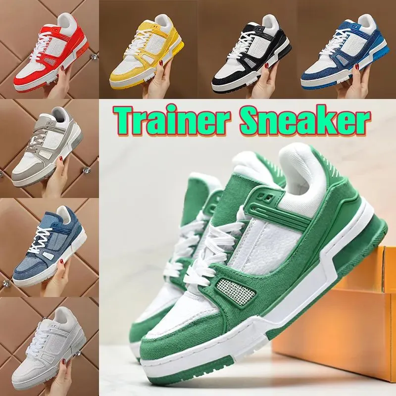 2023 Neue Designer-Schuhe, Logo-Trainer-Sneaker, Weiß, Schwarz, Himmelblau, Grün, Denim, Rosa, Rot, Luxus-Herren-Freizeit-Sneaker, niedrige Plattform, Damen-Trainer, Größe 36–45