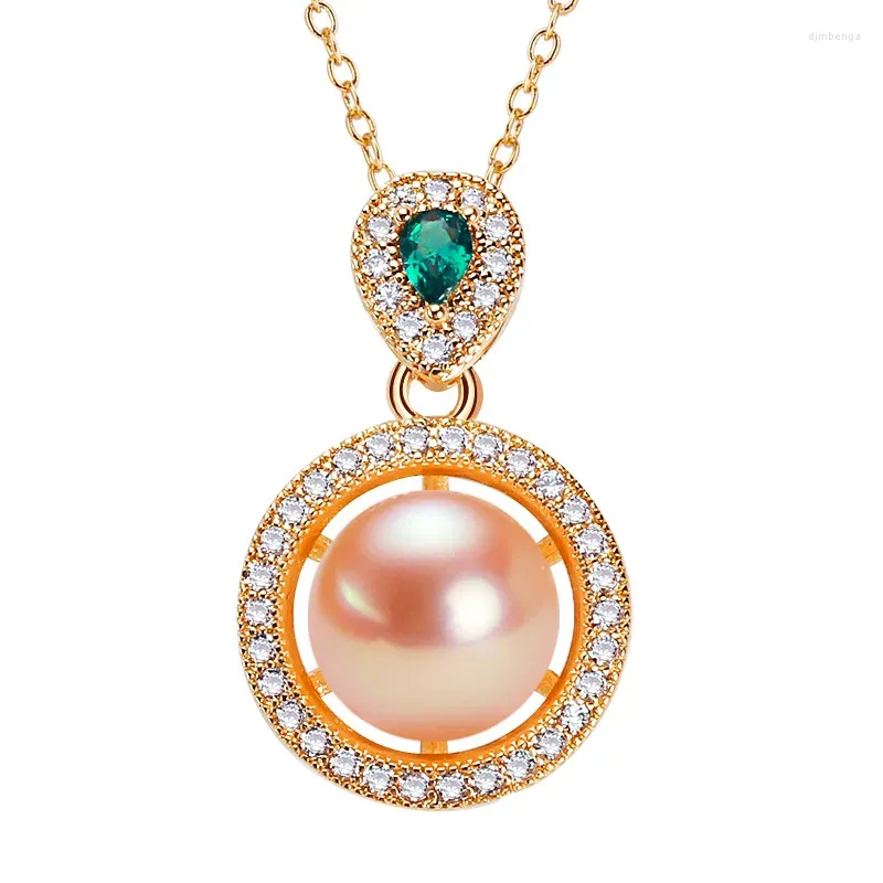 Pendant Necklaces Real Freshwater Pearl Necklace Orchid Clavicle Chain Ornament Zircon Copy Alloy Jewelry