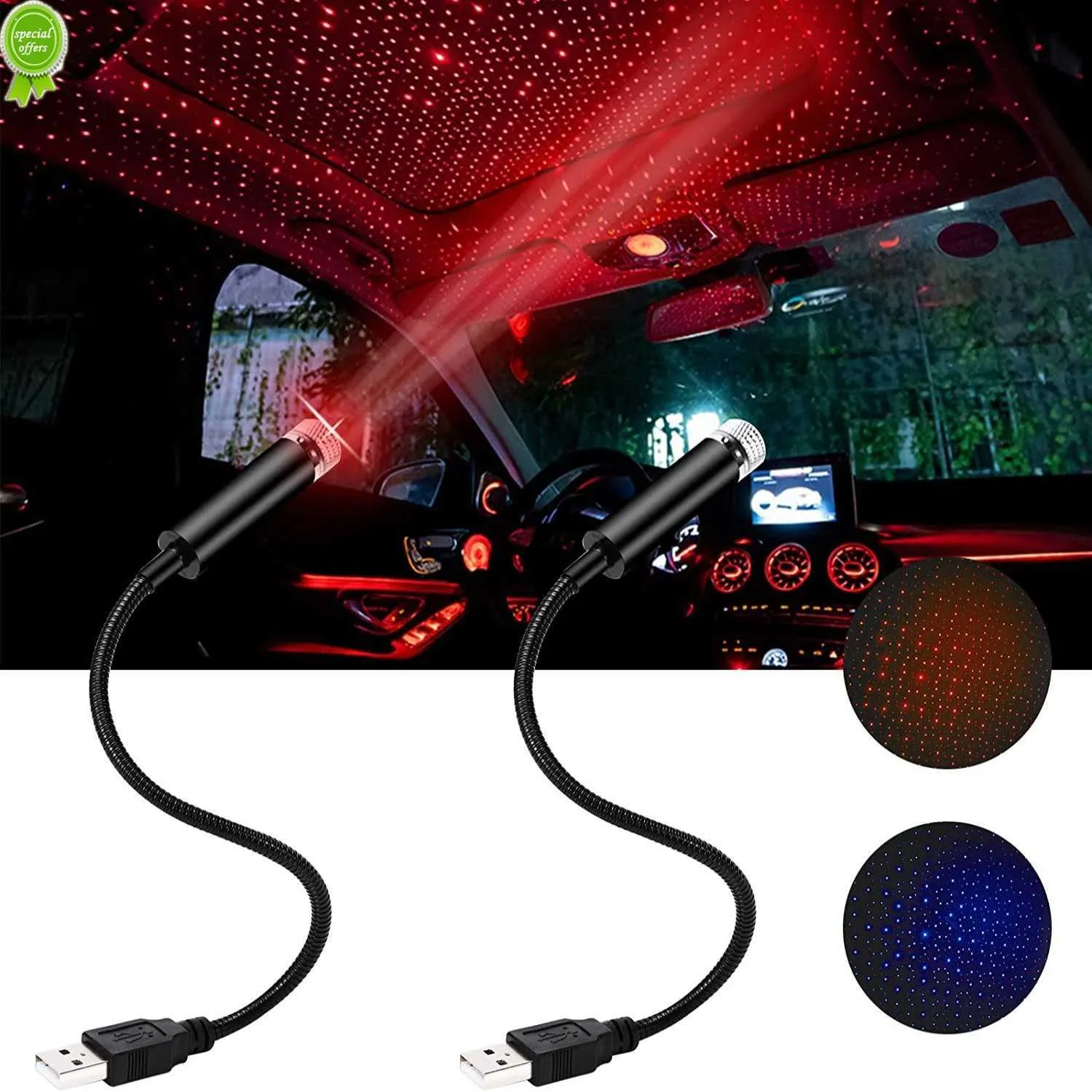 2022 LED voiture toit étoile veilleuse projecteur atmosphère galaxie lampe USB décoratif réglable pour Auto toit chambre plafond décor