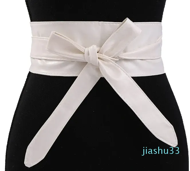 Bälten Solid Women Belt Leather Cummerbunds For Wide Midje Bow Self Tie Wrap Brand Ladies Fashion Strap