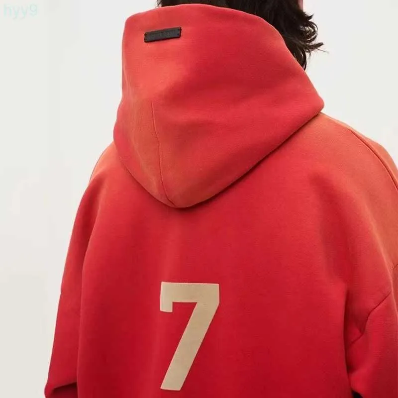 Moletom com capuz masculino nova temporada EssentialsSweatshirts High Street Nevoeiro Vermelho Digital Suéter Masculino Ins Casaco