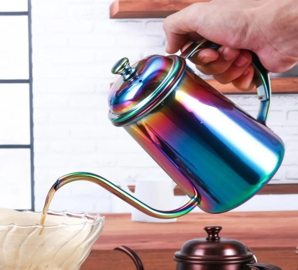 Stainless Steel Coffee Drip Kettle Frothing Jug Coffee Pot Gooseneck Spout Kettle High Quantity Coffee Tea tools 650ML T2005239270426