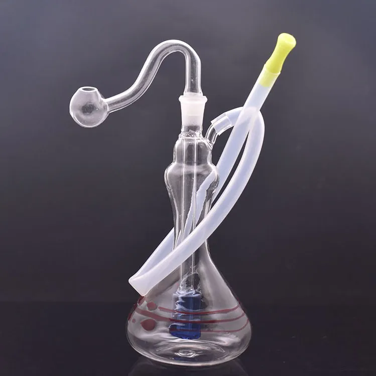 Großhandel Dab Rig Shisha Wasserpfeife 10 mm Joint Glas Ölbrenner Bong Matrix Birdcage Percolator Recycler Bongs mit 10 mm männlichem Ölbrennerrohr und Schlauch