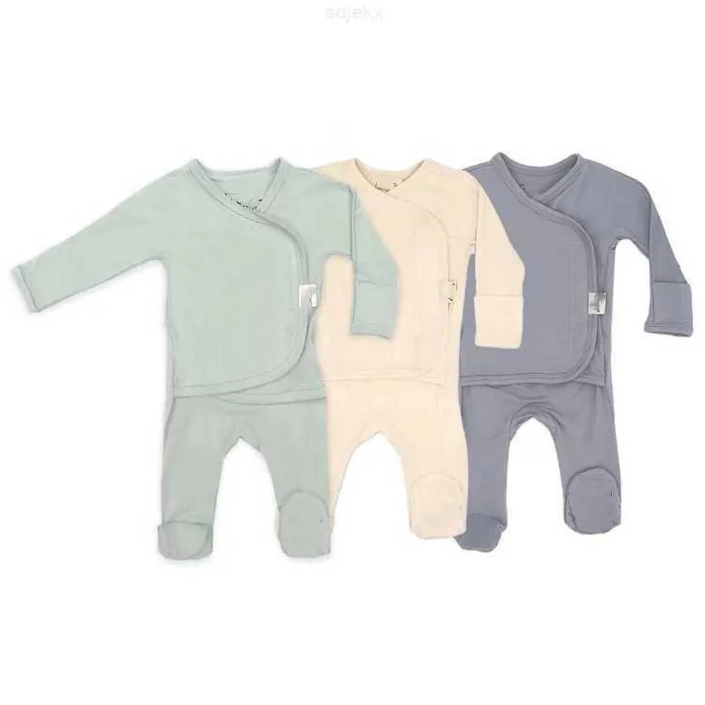 Clothing Sets Newborn Baby Clothes Kids Natural Fabric Plain Solid Long Sleeves Bodysuit Organic Cotton Autumn Bundle Footie