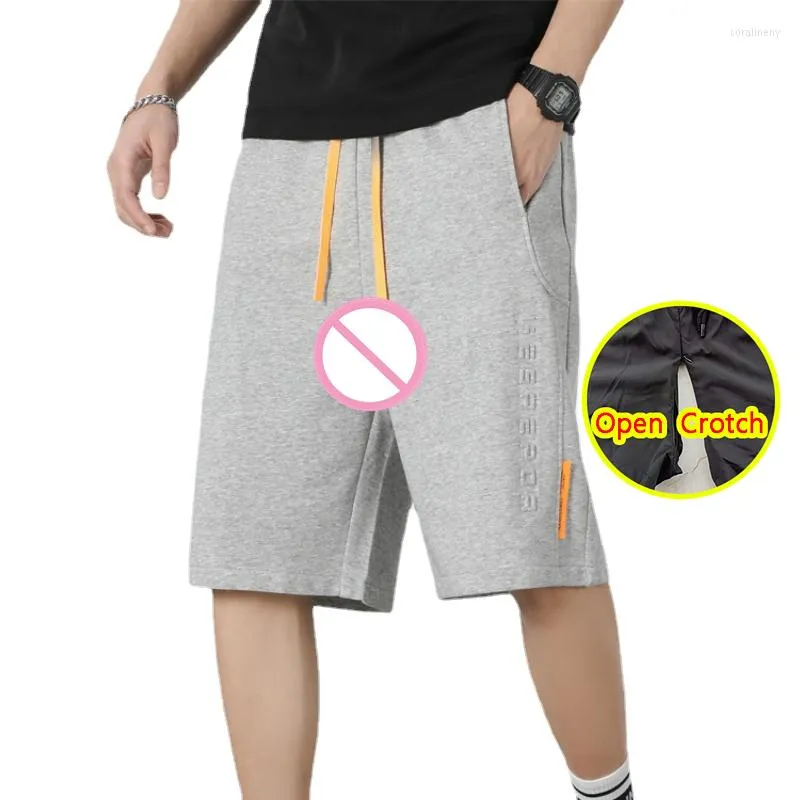 Mäns shorts man öppen gren sweatshorts sexiga baggy trosor crotchless hip hop utomhus sex gay lös jogger bomull erotik 6xl 7xl 8xl