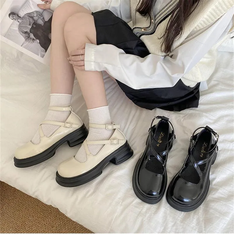 Scarpe eleganti Mary Jane da donna Décolleté eleganti da donna con tacco alto di lusso Tacchi alti casual in pelle estiva Lolita 2023